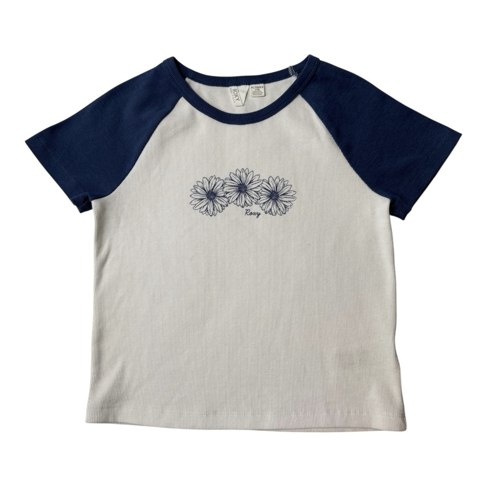 Roxy Ribbed Raglan Tee Girls XL 16 Floral Stretch